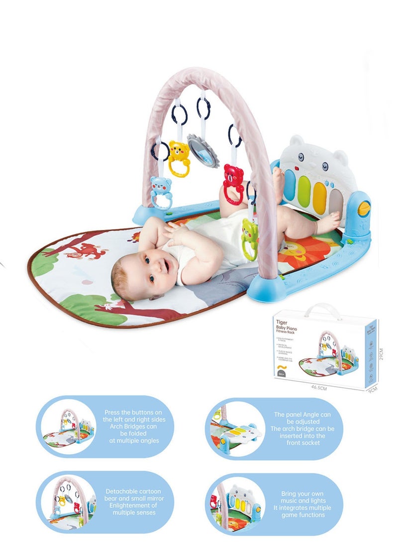 يولين سجادات لعب للأطفال، بساط لعب داخلي غير سام مع ألحان وخشخشة، مركز أنشطة موسيقية متعدد الألوان، بساط لعب بيانو مع ركلات، وقت الاستلقاء على البطن، بساط مبطن للأطفال حديثي الولادة والأطفال الصغار - Image 1